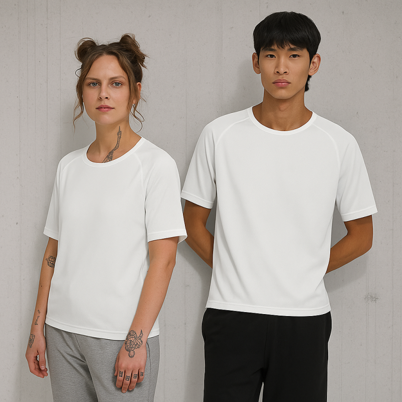 Polera dryfit premium B&C Active T de poliéster reciclado, ideal para personalización deportiva en Chile